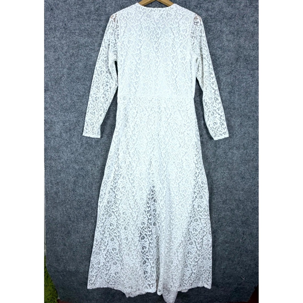 Venus Jumpsuit Dress Womens Large White Lace Bridal Festival Duster Skirt Boho - Picture 3 of 7